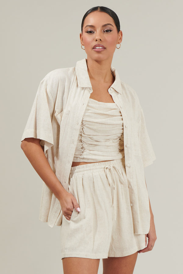 sugarlips Sandy Shore Otto Short Sleeve Button Down Shirt