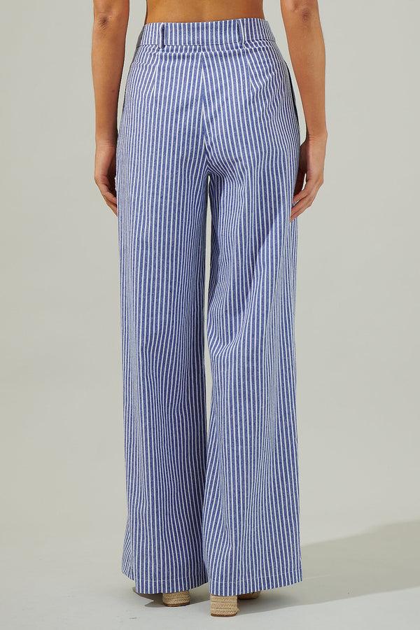 Sugarlips Sandy Striped Chelsea Belted Wide Leg Trousers