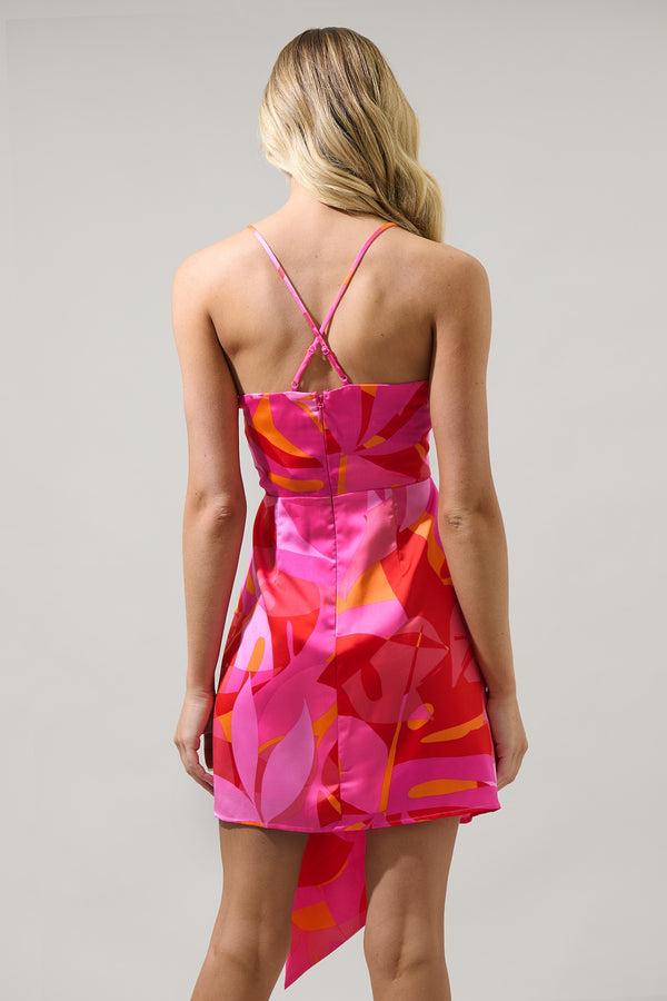 Sugarlips Sangria Abstract Jelina Faux Wrap Mini Dress
