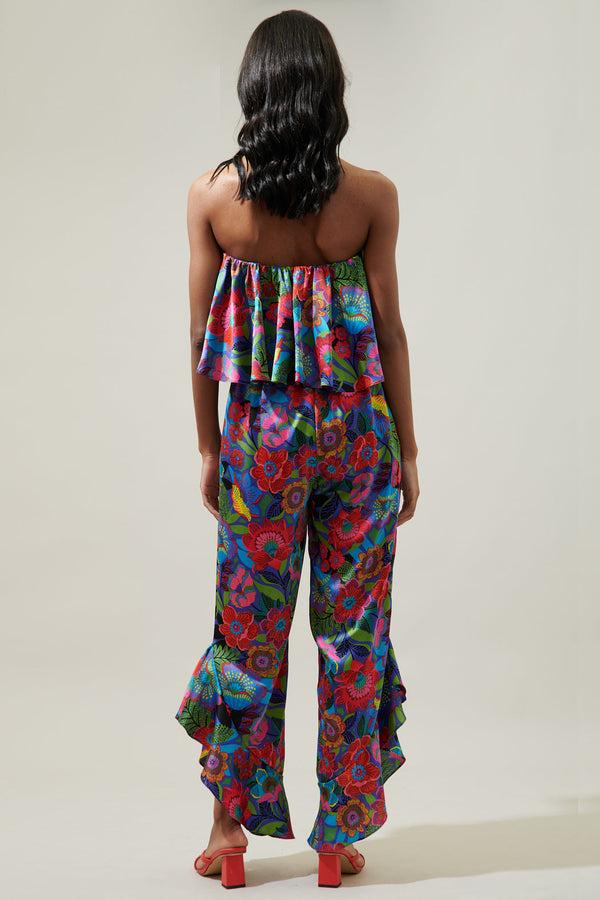 Sugarlips Santa Elena Lanah Strapless Satin Ruffle Jumpsuit