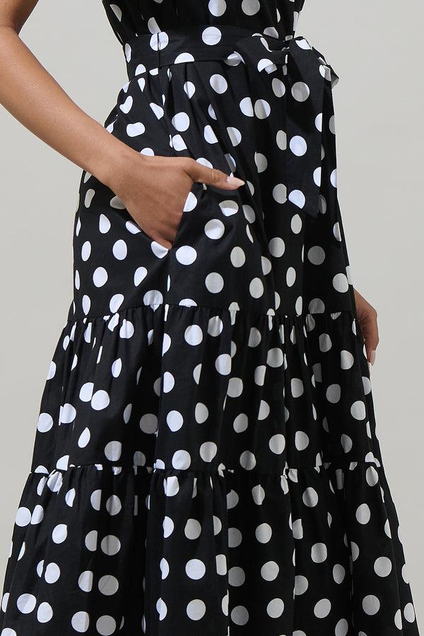 Sugarlips Saraya Dot Britt Poplin Tiered Midi Dress
