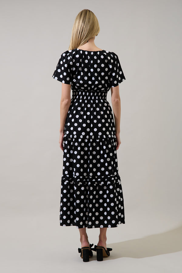 Sugarlips Saraya Dot Palmer Poplin Tiered Maxi Dress