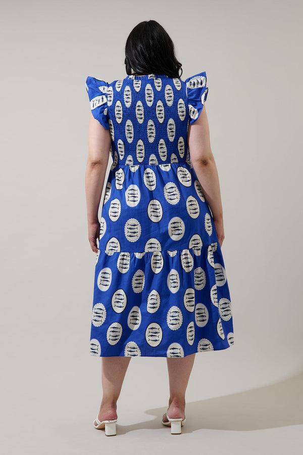 Sugarlips Sardine Sea Glare Smock Tiered Midi Dress Curve