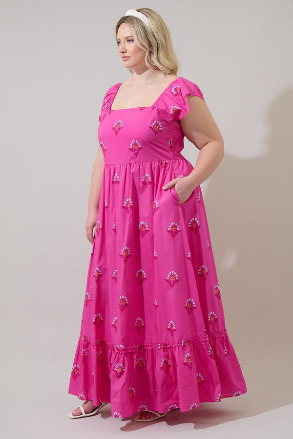 Sugarlips Scarlett Floral Mazy Smocked Maxi Dress Curve