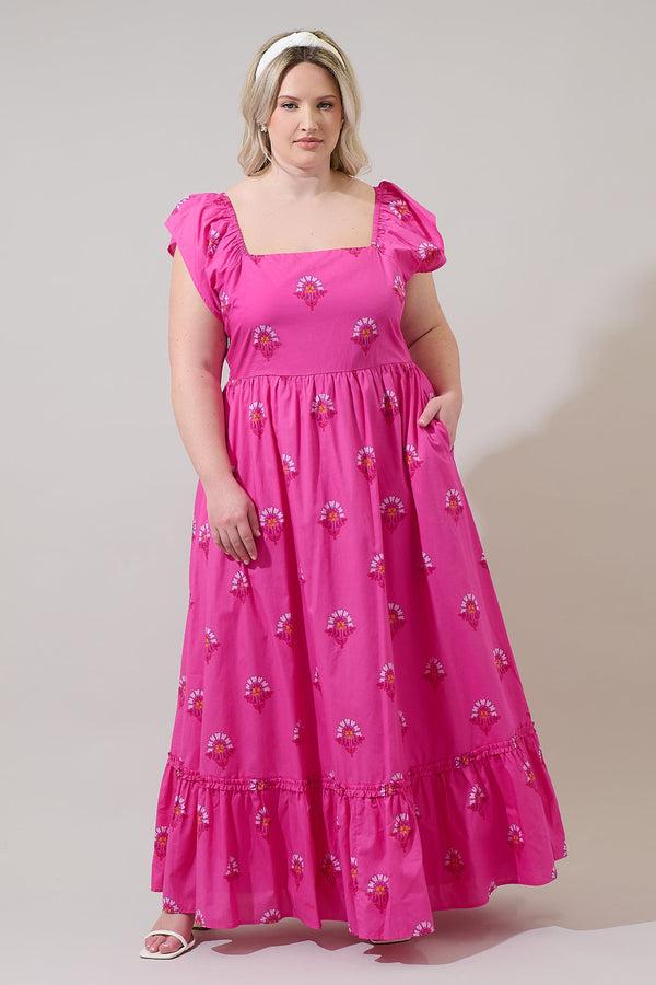 sugarlips Scarlett Floral Mazy Smocked Maxi Dress Curve