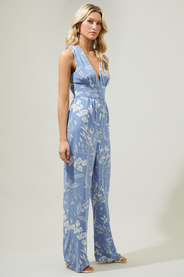 Sugarlips Scout Floral Tilda Plunging Neckline Jumpsuit
