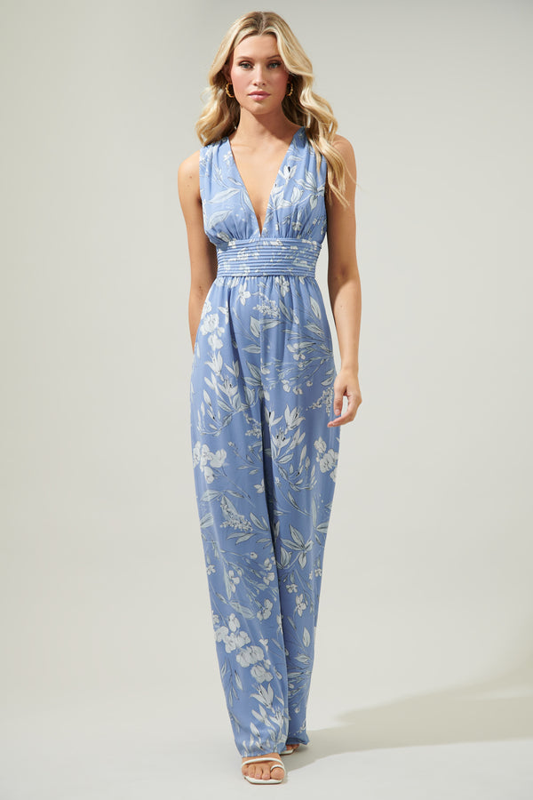 sugarlips Scout Floral Tilda Plunging Neckline Jumpsuit