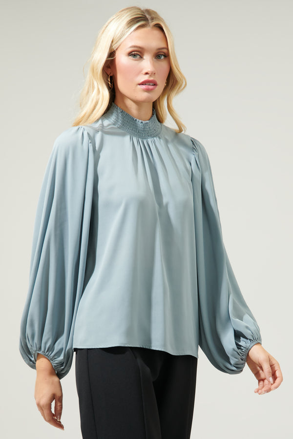 Sugarlips Sea Mist Figaro Balloon Sleeve Chiffon Blouse
