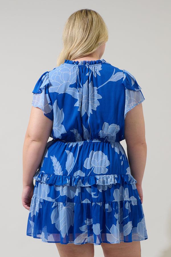 Sugarlips Seabloom Floral Fanny Ruffle Mini Dress Curve