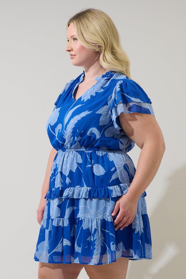 Sugarlips Seabloom Floral Fanny Ruffle Mini Dress Curve