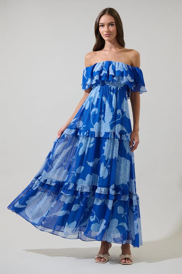 sugarlips Seabloom Floral Gauri Off Shoulder Maxi Dress