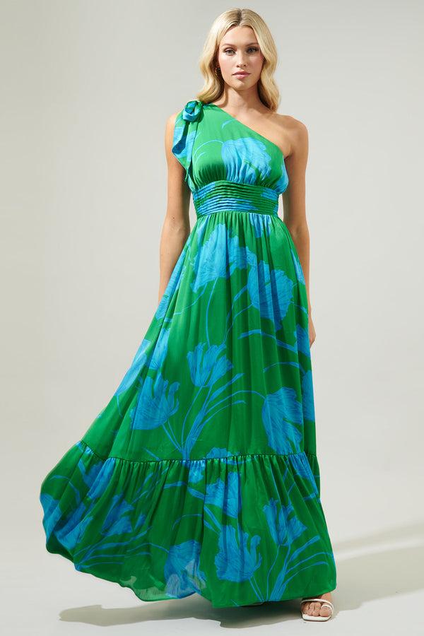 Sugarlips Seamoss Floral Bayou One Shoulder Maxi Dress