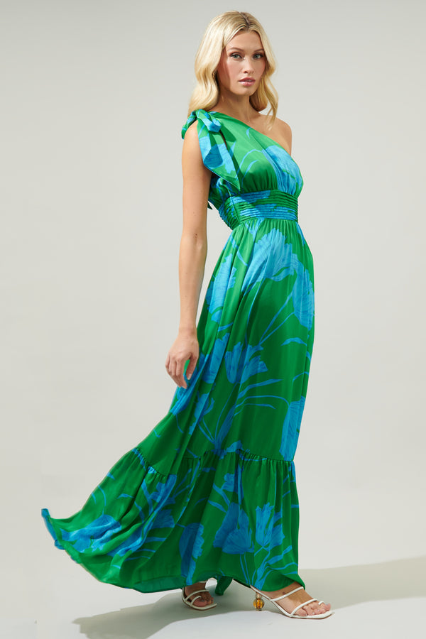 Sugarlips Seamoss Floral Bayou One Shoulder Maxi Dress