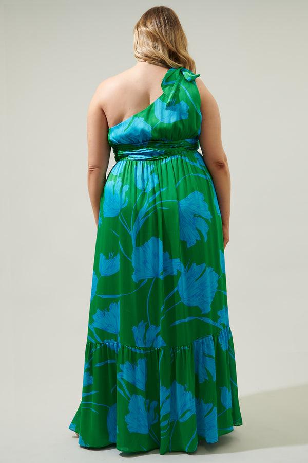 Sugarlips Seamoss Floral Bayou One Shoulder Maxi Dress Curve