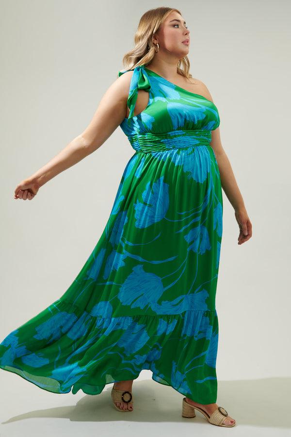 Sugarlips Seamoss Floral Bayou One Shoulder Maxi Dress Curve