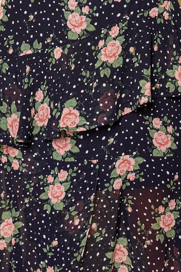 Sugarlips Secret Romance Floral Print Ruffled High-Low Maxi Dress