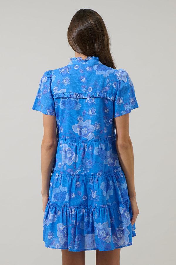 Sugarlips Selma Floral Otis Tiered Cotton Voile Mini Dress