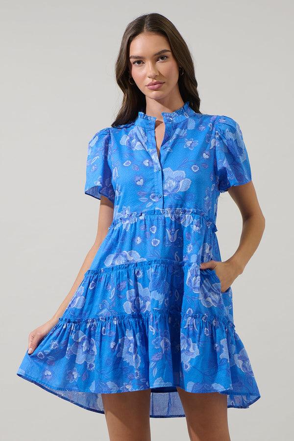 sugarlips Selma Floral Otis Tiered Cotton Voile Mini Dress