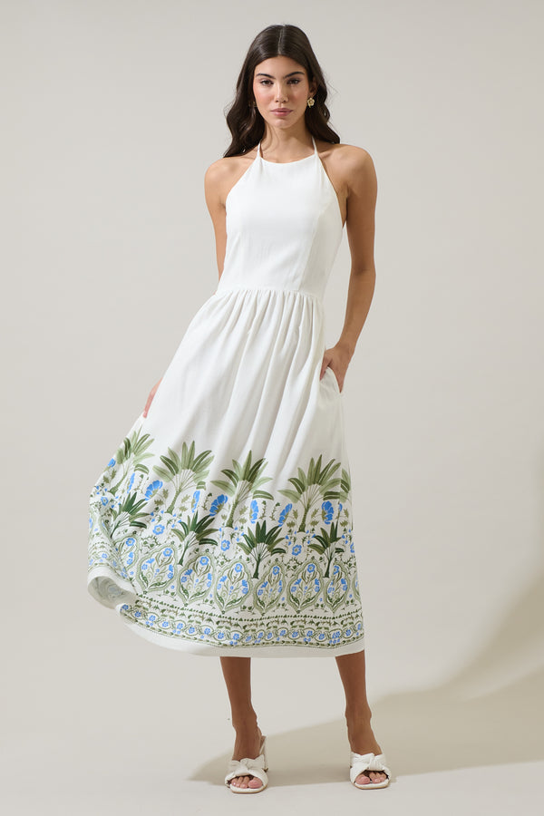 Sugarlips Senara Floral Triny Halter Neck Midi Dress