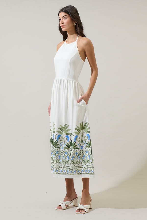 Sugarlips Senara Floral Triny Halter Neck Midi Dress