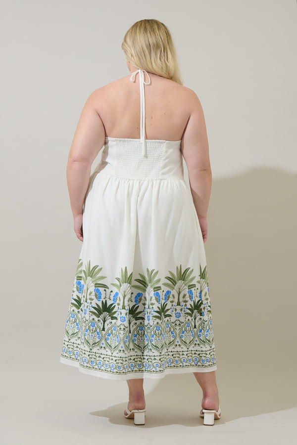 Sugarlips Senara Floral Triny Halter Neck Midi Dress Curve