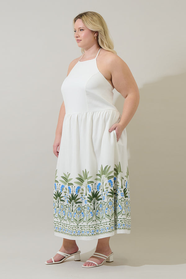 Sugarlips Senara Floral Triny Halter Neck Midi Dress Curve