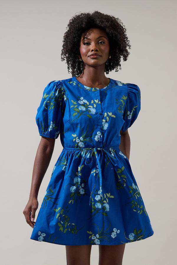 sugarlips Sendra Floral Alba Puff Sleeve Mini Dress