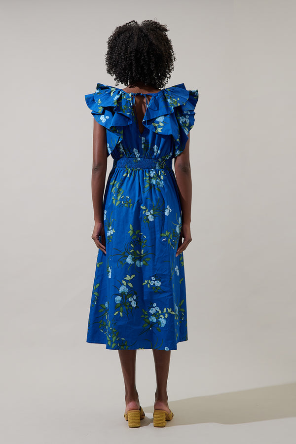 Sugarlips Sendra Floral Santana Tie Back Midi Dress