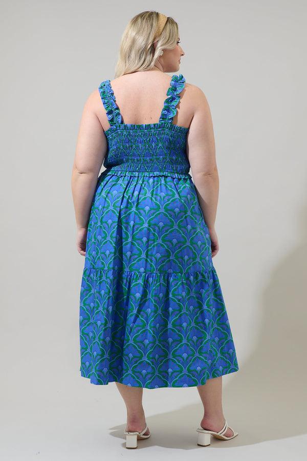 Sugarlips Sera Floral Ember Smocked Midi Dress Curve