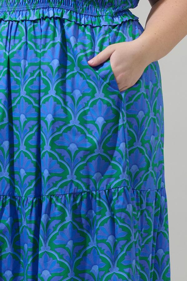 Sugarlips Sera Floral Ember Smocked Midi Dress Curve