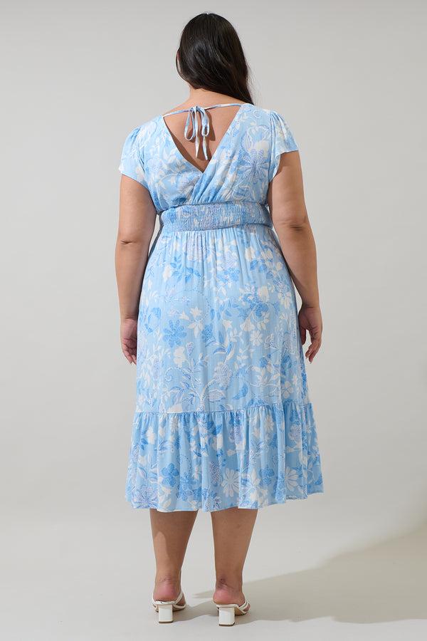 Sugarlips Seraphina Floral Maye Smocked Midi Dress Curve