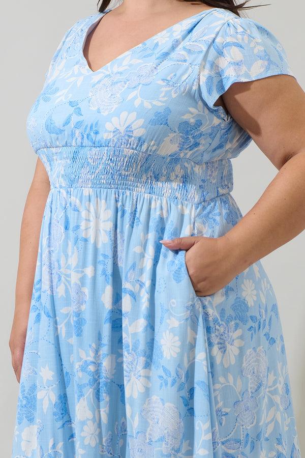 Sugarlips Seraphina Floral Maye Smocked Midi Dress Curve