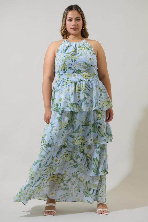 sugarlips Serenade Bloom Seana Tiered Maxi Dress Curve