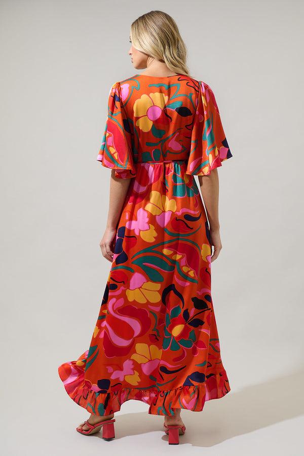 Sugarlips Serene Floral Abelia Hi-Low Maxi Wrap Dress