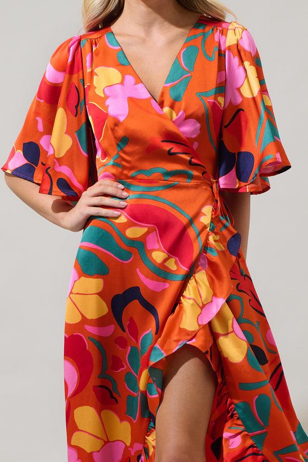 Sugarlips Serene Floral Abelia Hi-Low Maxi Wrap Dress