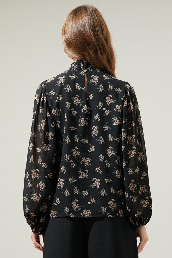 Sugarlips Setter Floral Figaro Balloon Sleeve Blouse