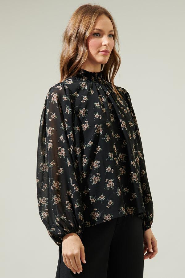 Sugarlips Setter Floral Figaro Balloon Sleeve Blouse