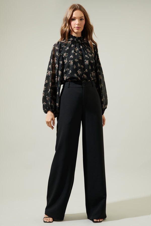 Sugarlips Setter Floral Figaro Balloon Sleeve Blouse