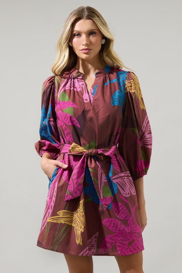 Sugarlips Shade Of Prise Floral Panama Poplin Mini Dress