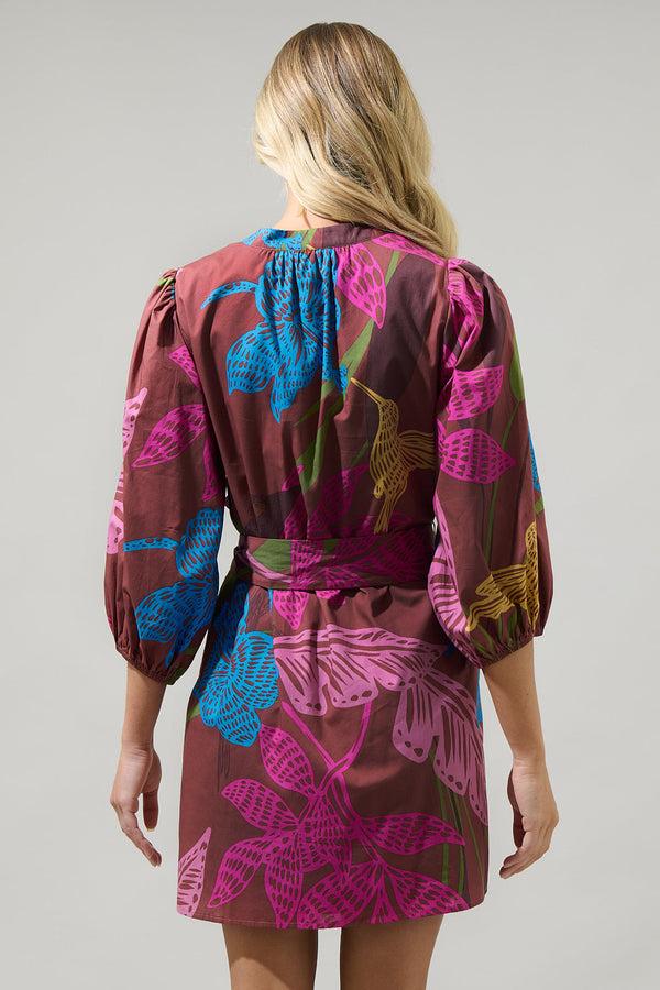 Sugarlips Shade Of Prise Floral Panama Poplin Mini Dress