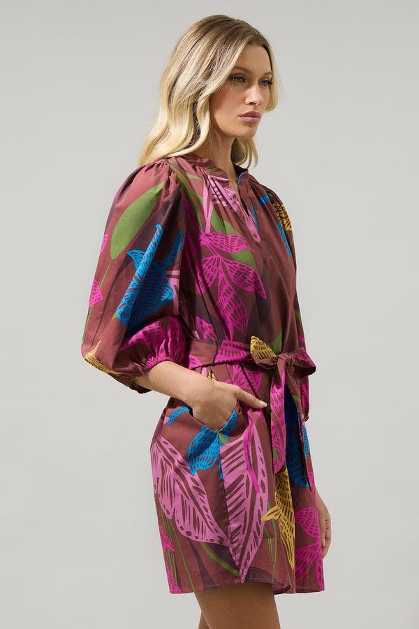 Sugarlips Shade Of Prise Floral Panama Poplin Mini Dress
