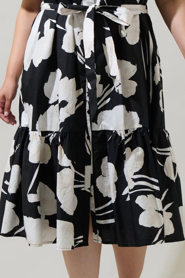 Sugarlips Shadow Floral Cora Button Up Midi Dress Curve