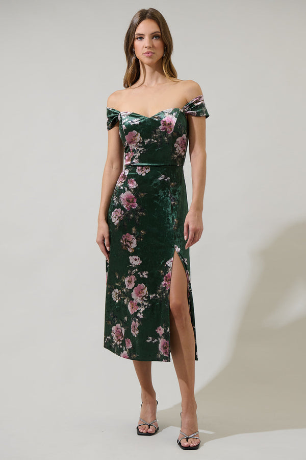 Sugarlips Sharon Floral Dixon Convertible Strap Midi Dress