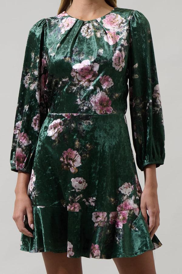 Sugarlips Sharon Floral Lobelia Dolman Sleeve Mini Dress