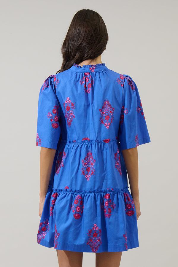 Sugarlips Shayna Floral Dixie Split Neck Shift Dress