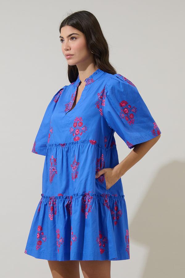 Sugarlips Shayna Floral Dixie Split Neck Shift Dress