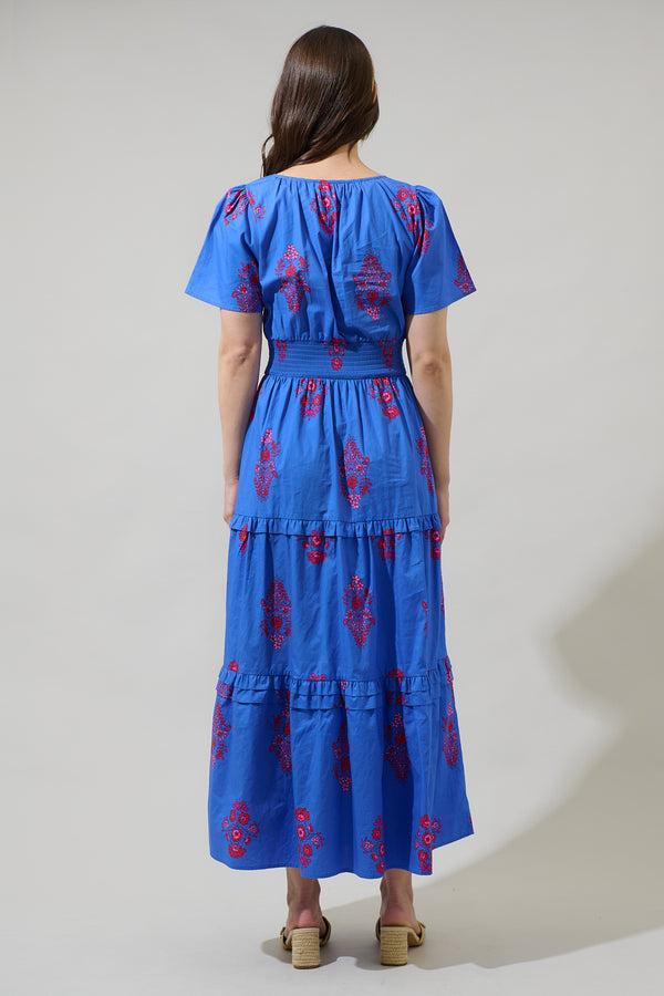 Sugarlips Shayna Floral Palmer Poplin Tiered Maxi Dress