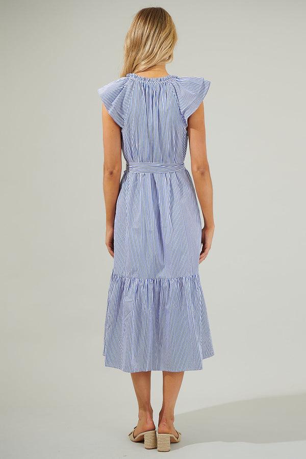 Sugarlips Sherah Striped Charlotte Button Midi Dress