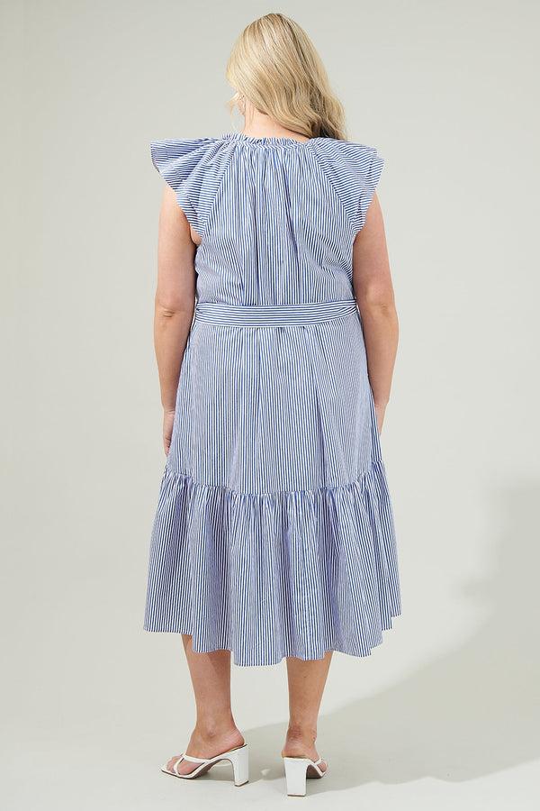 Sugarlips Sherah Striped Charlotte Button Midi Dress Curve