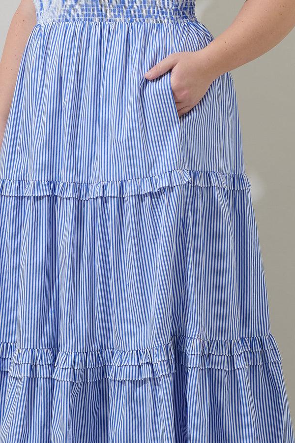 Sugarlips Sherah Striped Palmer Poplin Tiered Maxi Dress Curve